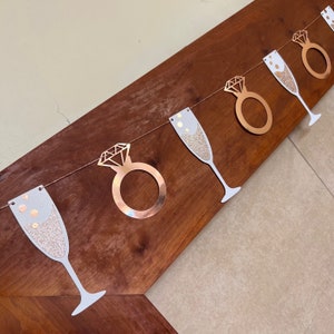 Rose Gold Champagne Ring Brunch Bubbly Engagement Prosecco Bridal Shower Bachelorette Bride to Be Banner Garland Sign Decor Decorations