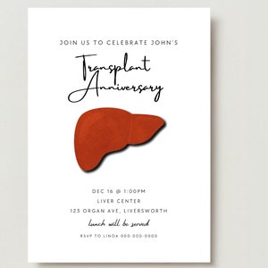 Hígado Hepatólogo Hepatología Cirujano Cirugía Trasplante Cáncer Enfermera Sobreviviente Graduación Médico Fiesta de Jubilación Invitación Decoración