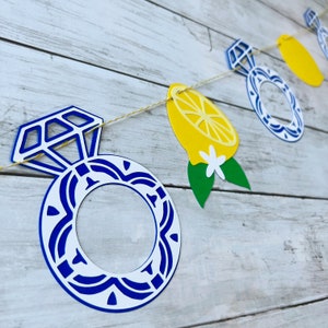 Lemon Citrus Tuscan Italy Spanish Moroccan Blue Bride to Be Miss to Mrs Main Squeeze Heart Bridal Baby Shower Party Decor Decorations