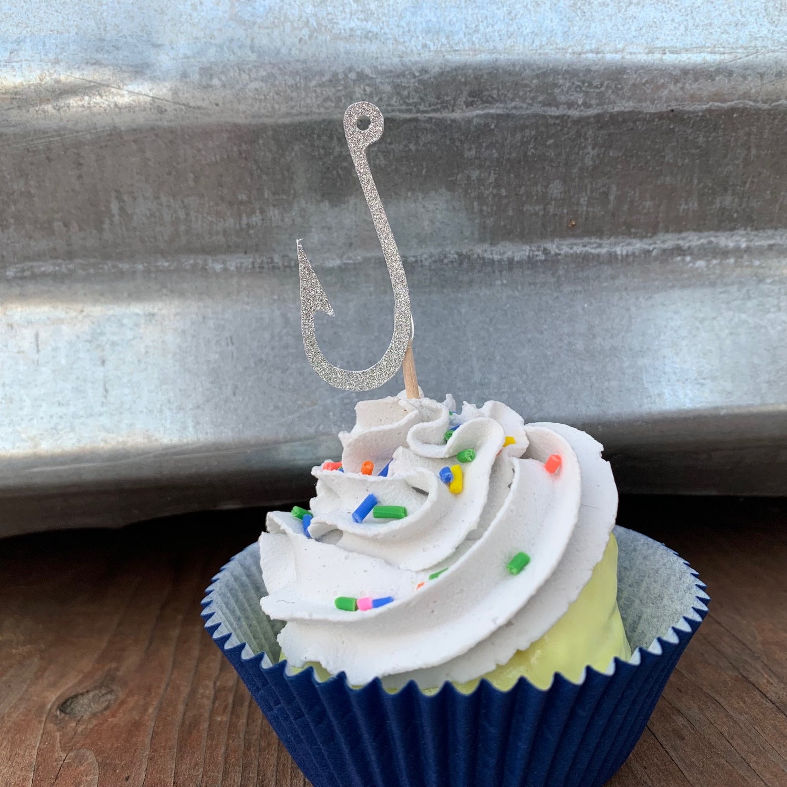 I Like You Have A Cupcake Fish Hooks Bass Fishing Hook Lure Cupcake Toppers 12 Count Fisherman | Etsy