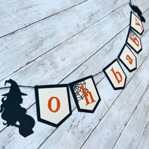 Halloween Baby Shower Género Revelar Caldero Bruja Bebé Elaboración Guirnalda Banner Decoración Decoraciones / Niño o Niña / Boo-y o Ghoul