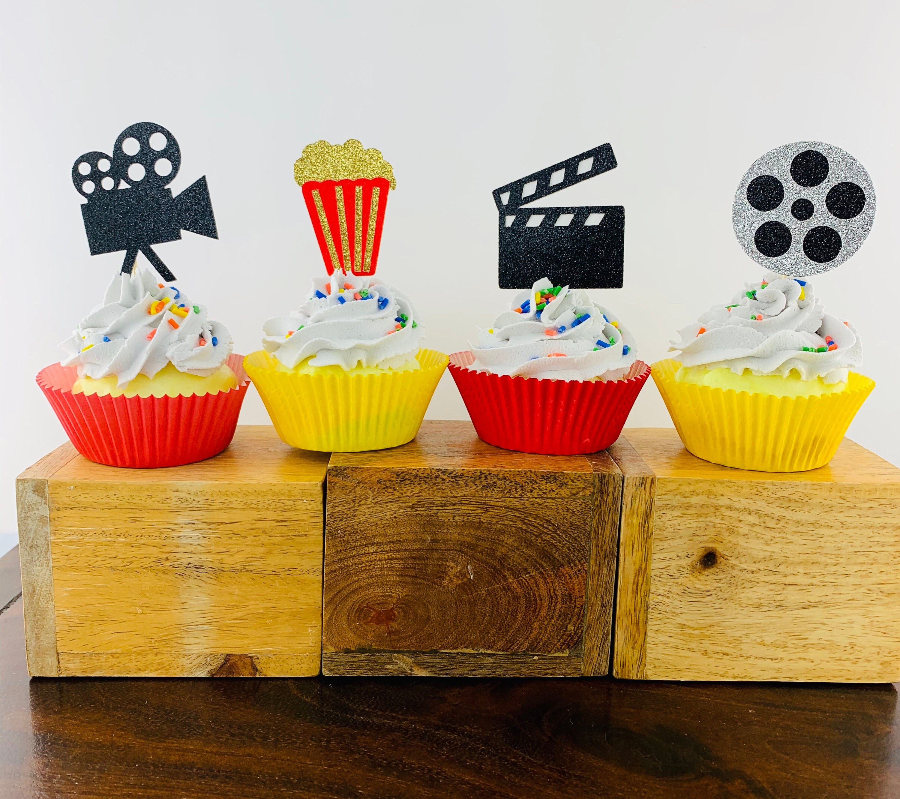 Hollywood Movie Night Theater Cupcake Toppers 12 Count 