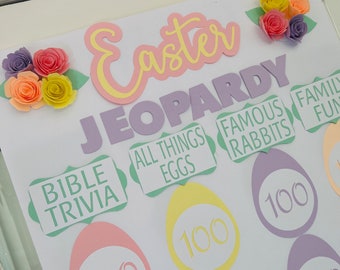 Easter Trivia Jeopardy Game Bible Church Spring Egg Basket Wedding Trivia Decor Decorations