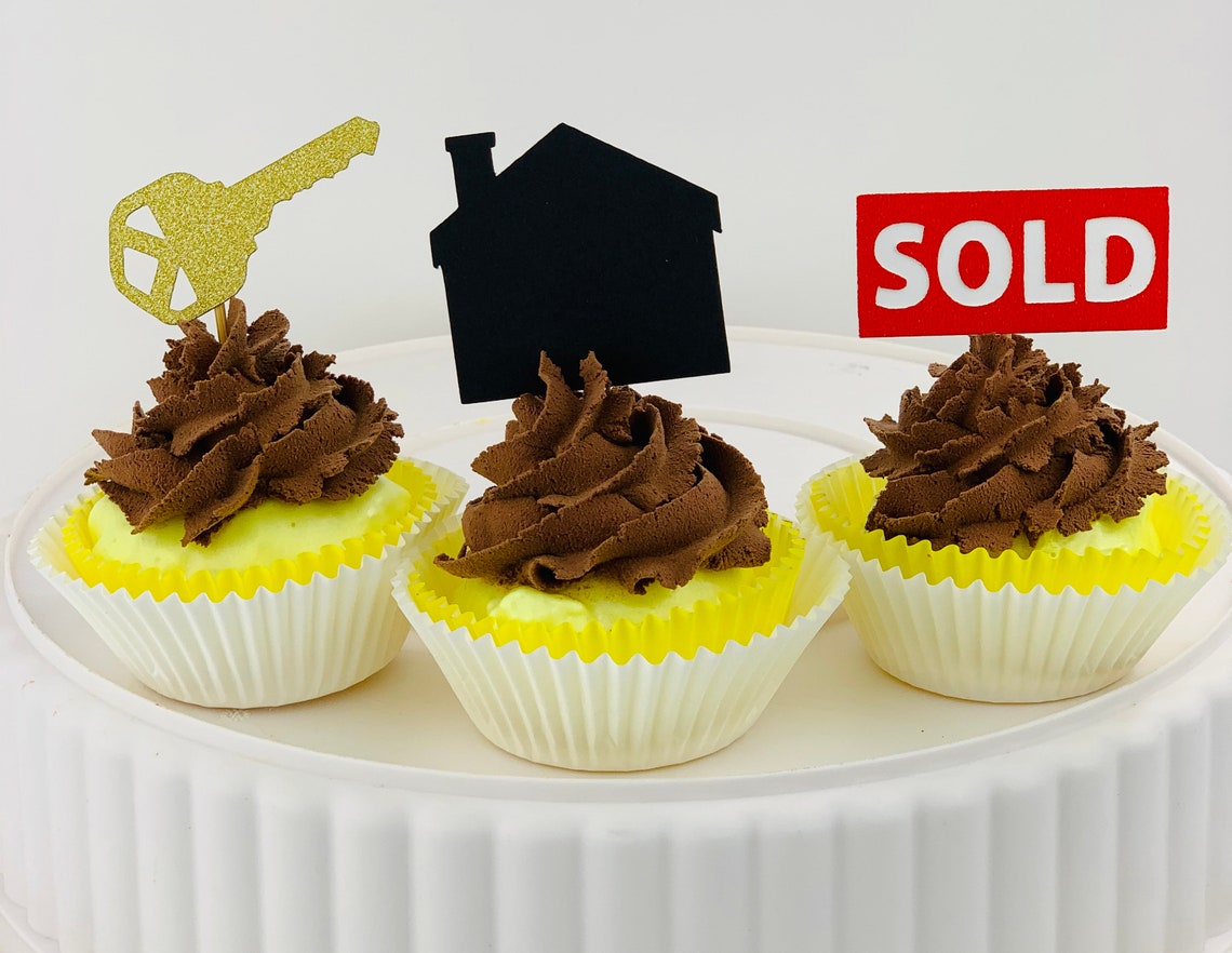 Real Estate Sold Home Cupcake Toppers 12 count Real Estate Etsy