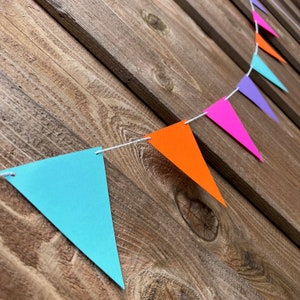 Purple Fuscia Orange Teal Happy Birthday Party Banner Garland Decor Decorations