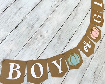 Fall Thanksgiving Turkey Leaves Little Pumpkin Halloween Baby Shower Gender Reveal Banner | Fall Autumn Gender Reveal Decor Decorations