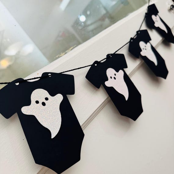 Halloween Ghost Baby Shower Gender Reveal Garland Banner Decor Decorations Witch Boo-y or Ghoul
