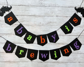 Halloween Baby Shower Gender Reveal Cauldron Witch Baby Brewing Garland Banner Decor Decorations | Boy or Girl | Boo-y or Ghoul
