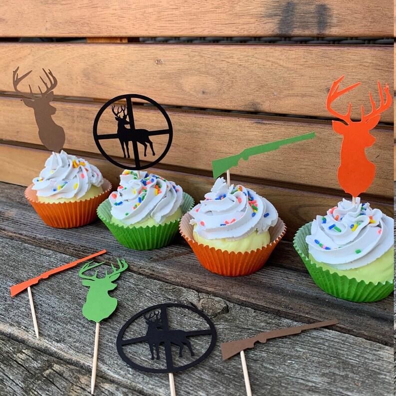 Deer Hunting Birthday cupcake toppers 12 count Camoflauge Etsy