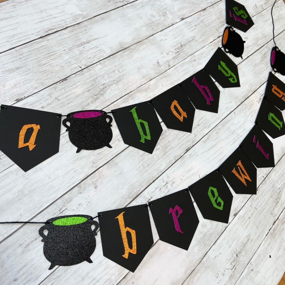Halloween Baby Shower Gender Reveal Cauldron Witch Baby Brewing Garland Banner Decor Decorations | Boy or Girl | Boo-y or Ghoul