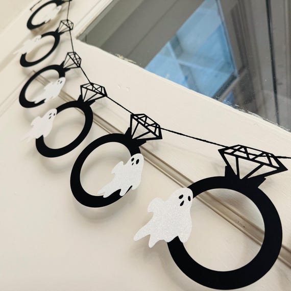 Ghost Boo Black Halloween Bride to Be Skull Witch Gothic Banner Death Do Us Part Wedding Bridal Shower Bachelorette Party Decorations Decor