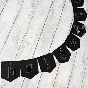 Black Glitter Gothic Halloween Bride to Be Skull Rose Tattoo Banner| Death Do Us Part Wedding Bridal Shower Bachelorette Party Decorations