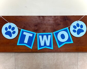 Blue Paw Print ONE Birthday Banner | Blues Highchair Banner | Blues Party Decorations | Blue Dog Birthday Party