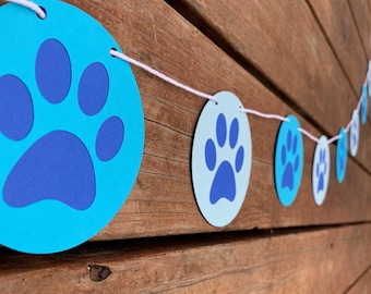 Blues Paw Print Birthday Party Garland | Blues Paw Print Birthday Party Banner | Blues Party Decorations | Blues Birthday Party