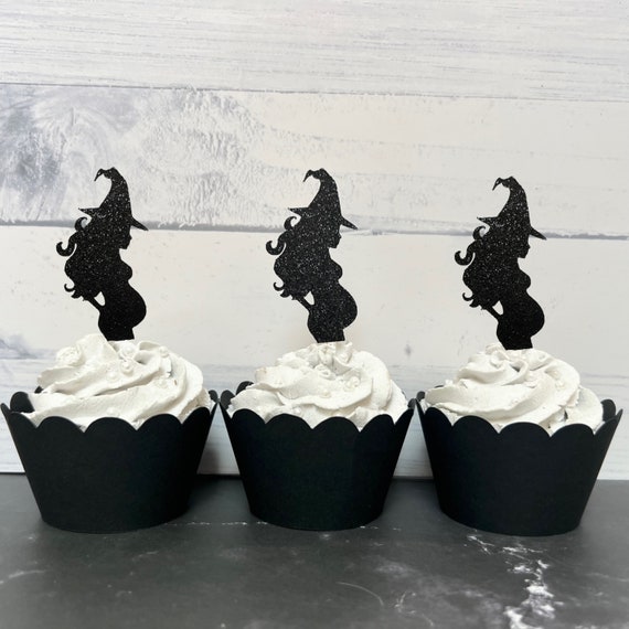 Halloween Baby Shower Gender Reveal Cauldron Witch Baby Brewing Cupcake Toppers Decor Decorations Boy or Girl Boo-y or Ghoul