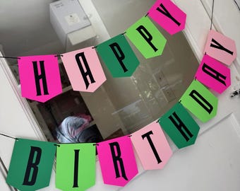 Green Pink Black Happy Birthday Good Bad Witch Party Garland Banner Decorations Decor