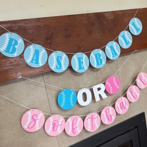 Baseball or Softball Boy or Girl Gender Reveal Party Garland Banner Decorations |Pink vs Blue | Baseball Baby Shower Decorations