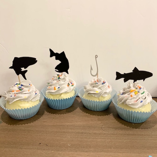 Trout Fly Fishing Birthday Party Cupcake Toppers 12 Count Etsy