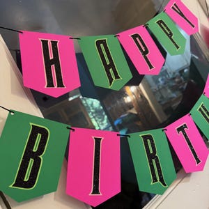 Green Pink Black Happy Birthday Good Bad Witch Party Garland Banner Decorations Decor
