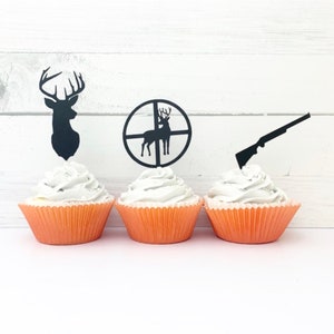 Deer Hunting Birthday Party Cupcake Toppers 12 count | Deer Hunting Birthday Party Decorations