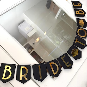 Great Gatsby Roaring 20s Art Deco Gold Black Bride to Be Bridal Shower Bachelorette Party Wedding Decor Decorations