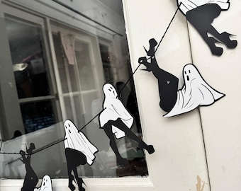 Ghost Halloween Bachelorette Bach Party Twerk Cheers Witches Bridal Shower Bachelor Banner Black Garland Wedding Bride Decorations Decor