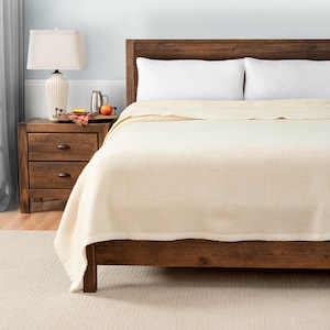 Poyet Motte Aubisque Oversized 500GSM Heavyweight 100% Wool Blanket, King Size, Natural – Made In France