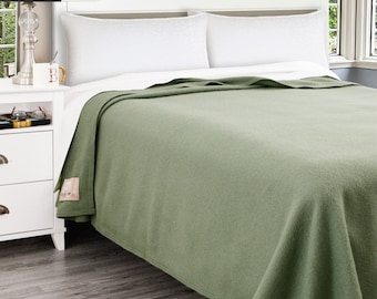 Poyet Motte Antibes Oversized 350GSM Lightweight 100% Wool Blanket, King Size, Olive Kaki – Made In France