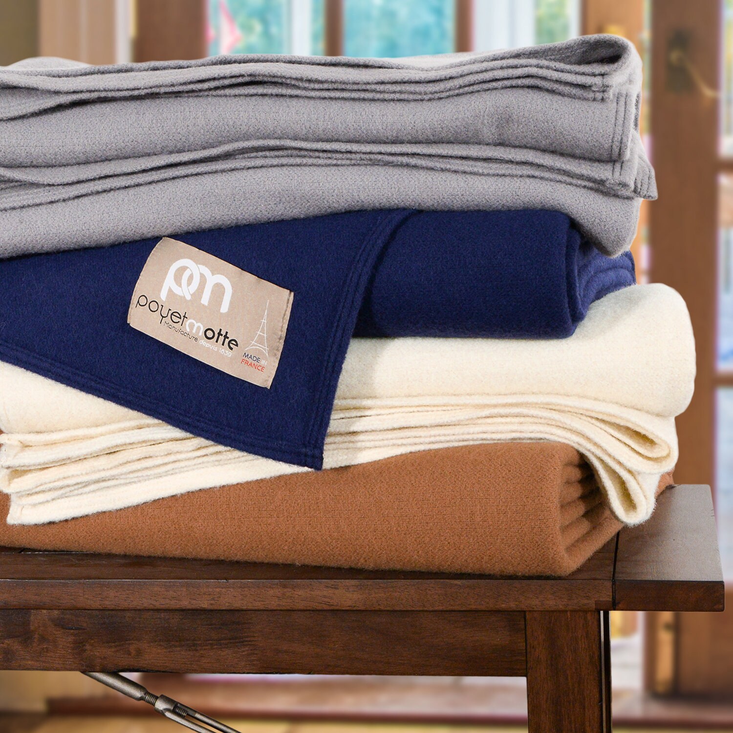 Poyet Motte Antibes Oversized 350GSM Lightweight 100 Wool Blanket