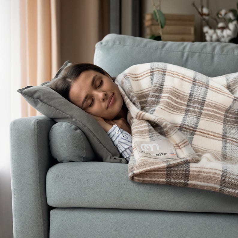 Poyet Motte Tahoe Plaid 450GSM Heavyweight Wool Blend Blanket, Full