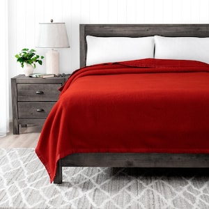 Poyet Motte Rivoli Oversized 400GSM Medium weight 100% Wool Blanket, King Size, Red – Made In France
