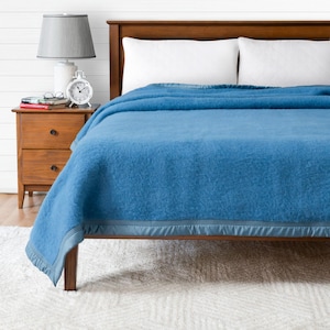 Couverture en laine surdimensionnée Poyet Motte Aurora 700 g/m² extrêmement lourde, taille simple, bleu