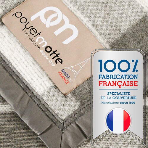 Poyet Motte Rivoli 400GSM Medium Weight 100-Percent Virgin Wool Blanket, Twin shops Size, Grey/Natural