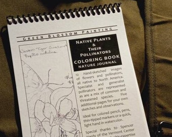 Mini Coloring Book Nature Journal - native plants & pollinators - kids and adults