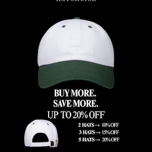 Two Tone Washed Cotton Dad Hat, Distressed Baseball Cap, Adjustable Minimalist Style, Brass Buckle