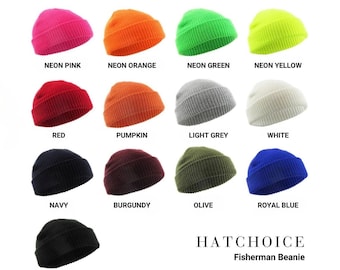 Classic Fisherman Beanie Hats - Ribbed Knit Cuff