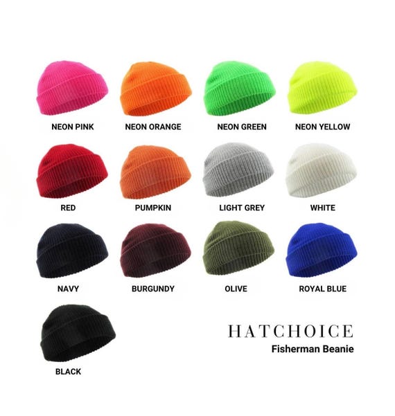Classic Fisherman Beanie Hats - Ribbed Knit Cuff