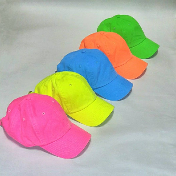 100% Cotton Neon Baseball Cap - Neon Dad Hat