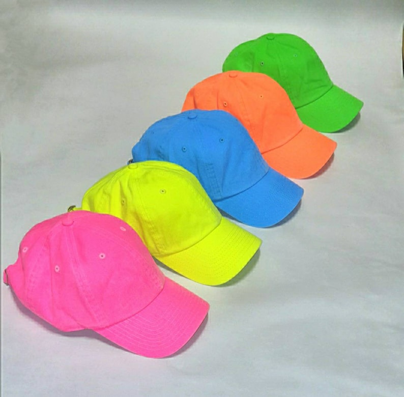 100 Cotton Neon Baseball Cap Neon Dad Hat Etsy