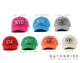 Embroidered NYC Cotton Baseball Cap - Classic Low Profile, Adjustable Brass Buckle