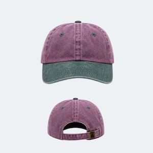Tvåfärgad pappahatt med sliten passform, vintage tvättad bomullskeps, justerbar bomullskeps, tom hatt för broderi, streetwear-keps