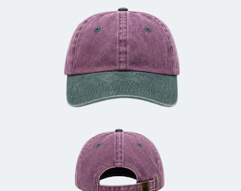 Two Tone Distressed Dad Hat, Vintage Washed Cotton Cap, Adjustable Cotton Hat,  Blank Hat for Embroidery, Streetwear Cap