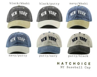 New York Baseball Two-Toned Cap - Premium Classic Style Hat - Cotton