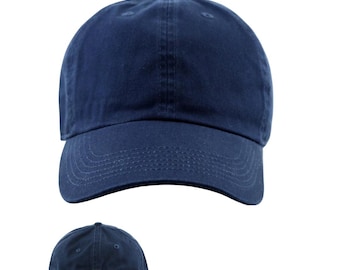 Washed Cotton Dad Hat, Distressed Baseball Cap, Adjustable Brass Buckle