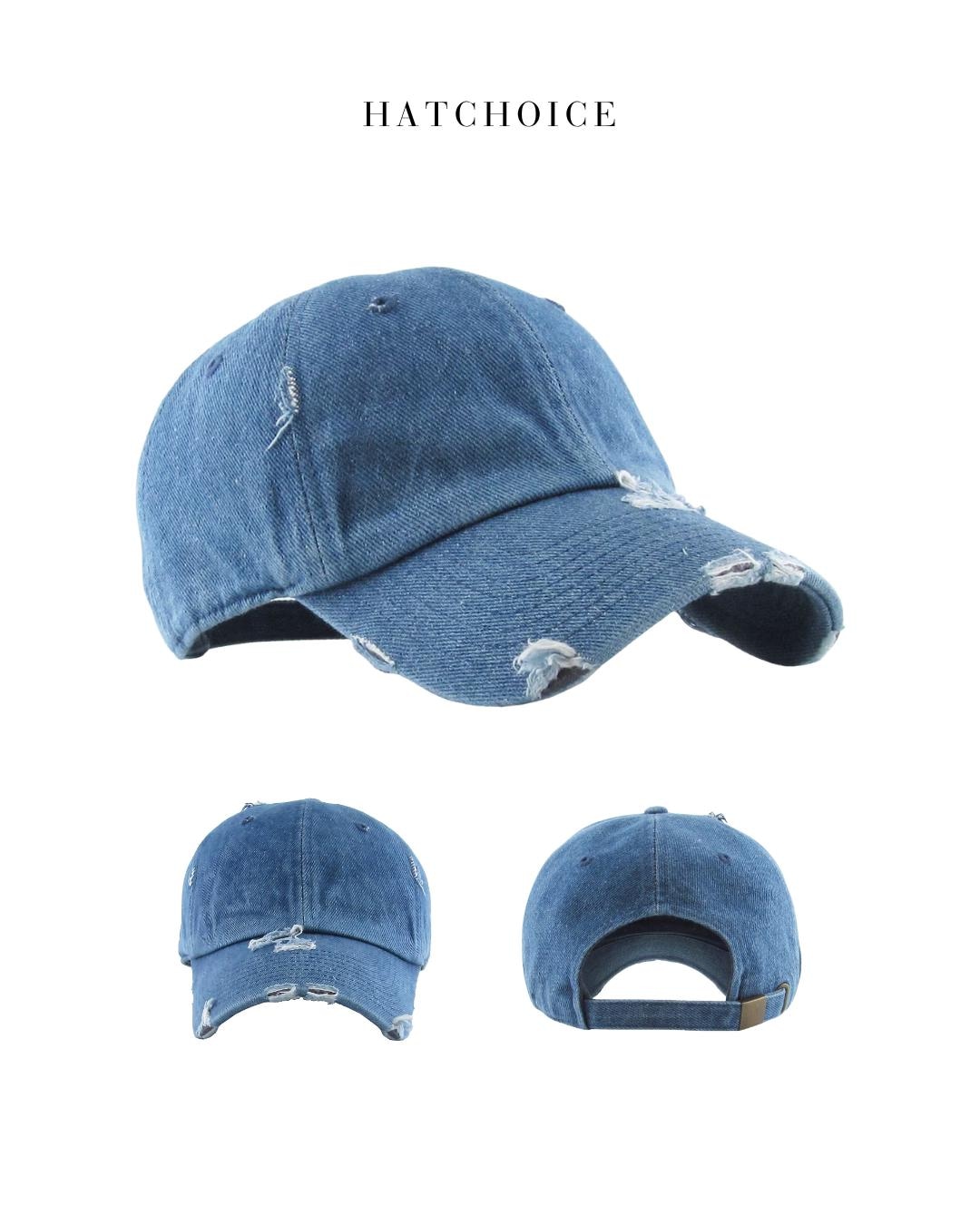 Vintage Distressed Baseball Cap, Adjustable Velcro, 100% Cotton C.C. BA-912 Vintage Distressed Baseball Cap with Mesh Back  main image 4