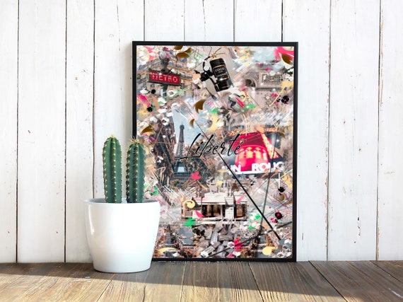 Custom Collage Print, Art Home Decor, Digital Art Poster, Valentines Art Gift Idea