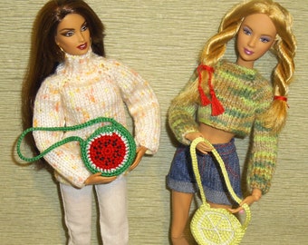Tote//Bag with tassel for Fashion Royalty Doll FR2//Barbie Silkstone//Poppy Parker