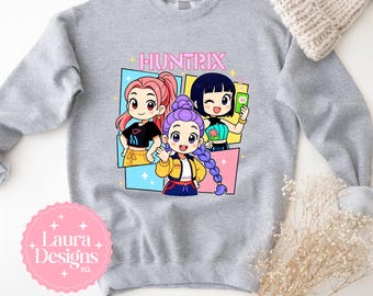 K Pop Chibi Youth and Toddler Sweaters: Cotton/Polyester Blend Crewnecks. Kids Crewneck Gifts.