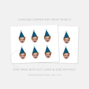 Custom Printable Cupcake Topper for Kids, Party Hat Cupcake Topper ...