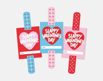 Slap Bracelet Valentines, Kids Classroom Valentines, Slappy Valentines Day Cards